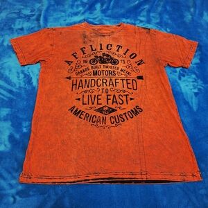 Affliction Men's Red & Black Tye Dye Tshirt